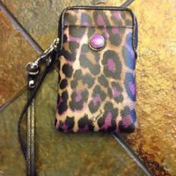 Coach leopard purple Wristlet
