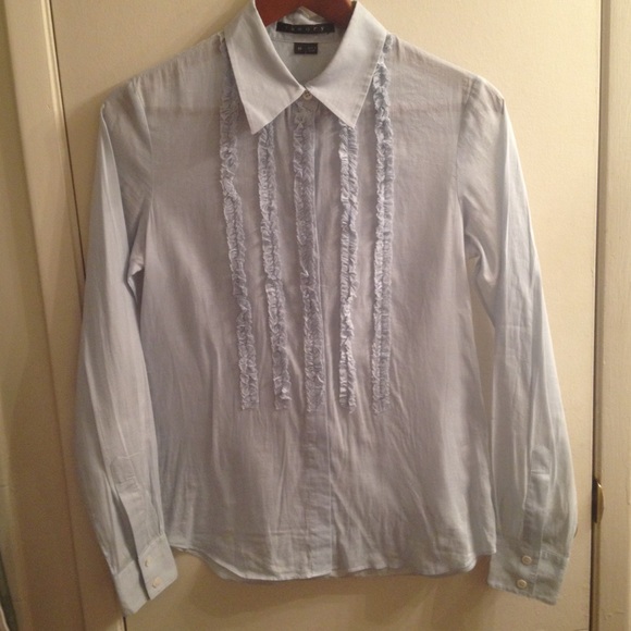 Theory "Marianne" blue ruffle button down size M