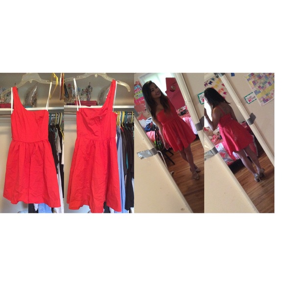 One strap red orangish dress