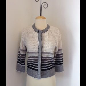 Authentic St John 3/4  Ivory/Black Stripe Sweater