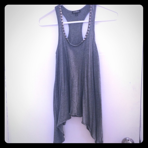 Studded tank top with high-low hem