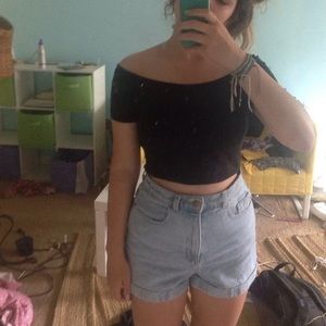 off the shoulder black crop top