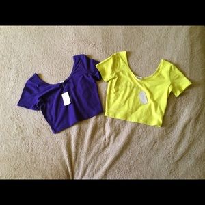 Two short sleeved crop tops