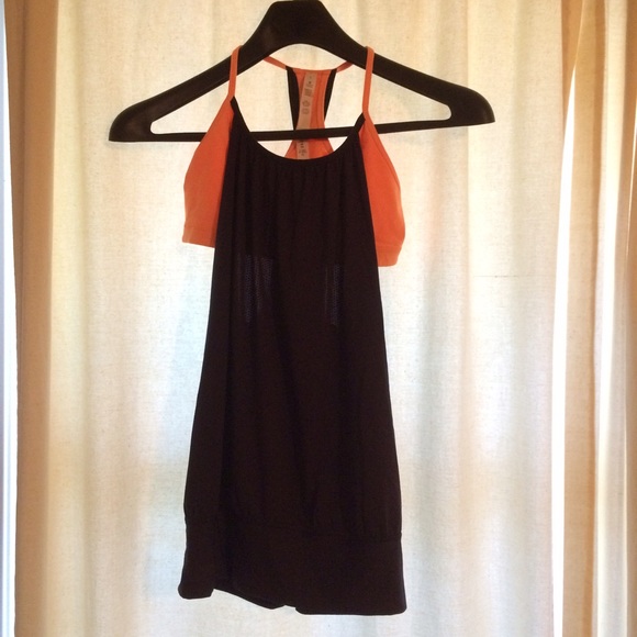 Orange and Purple Lululemon No Limits tank top