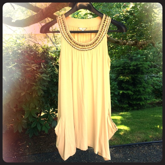 Tan beaded Cabi dress