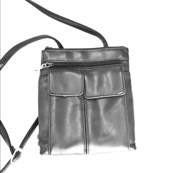 Black Leather Purse with Pockets