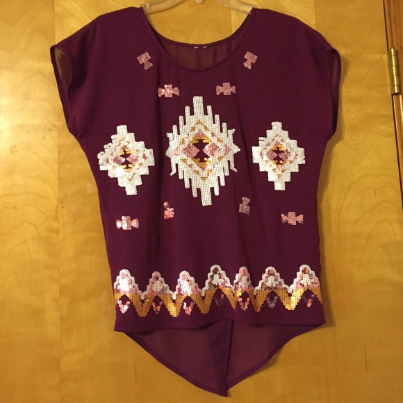 Sequined Tribal Print Top