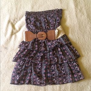 floral strapless dress