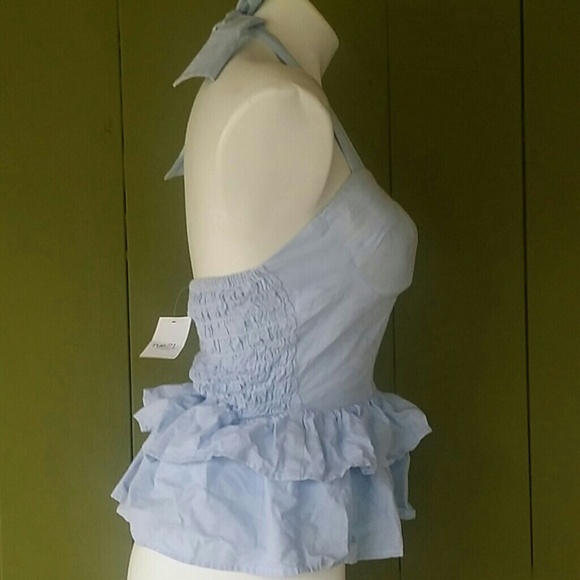 NWT Adorable Blue Ruffle Bottom Top - Picture 2 of 4