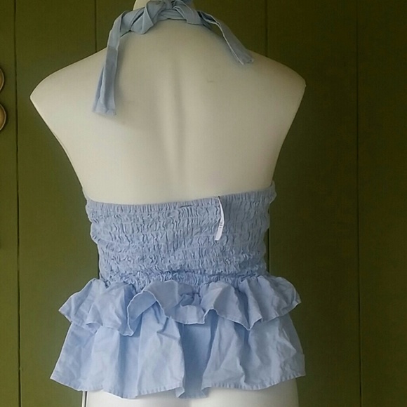 NWT Adorable Blue Ruffle Bottom Top - Picture 3 of 4