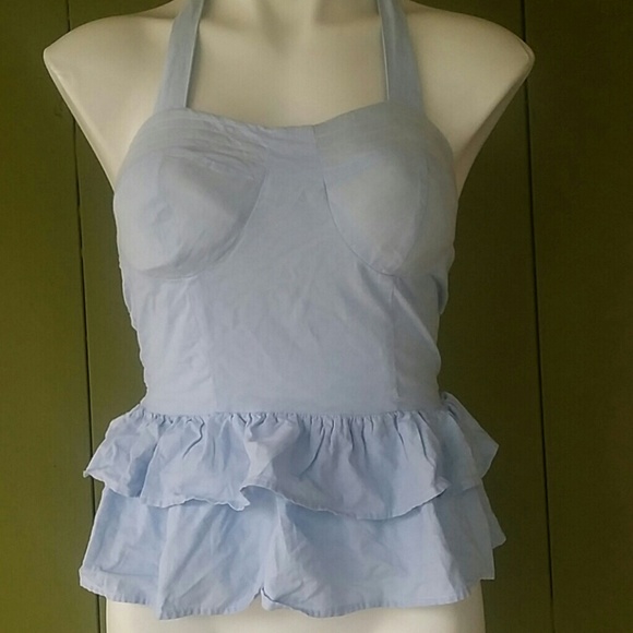 NWT Adorable Blue Ruffle Bottom Top - Picture 4 of 4