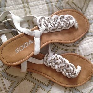 white sandals