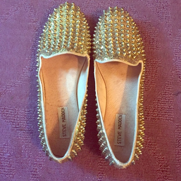 Gold Steve Madden Studded Flats