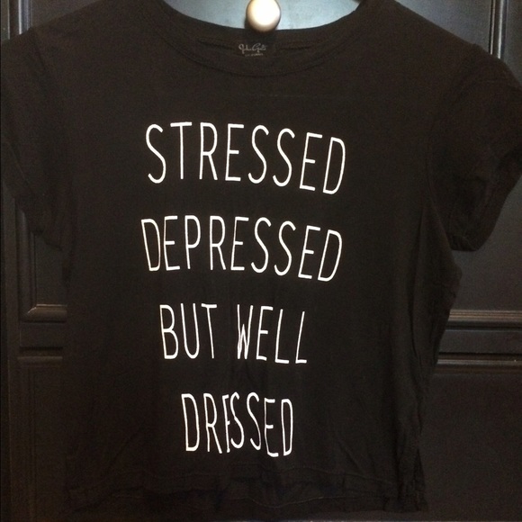 Brandy Melville Tops - Stressed Depressed But Well Dressed crop top