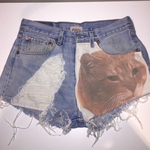 LF Cat distressed shorts
