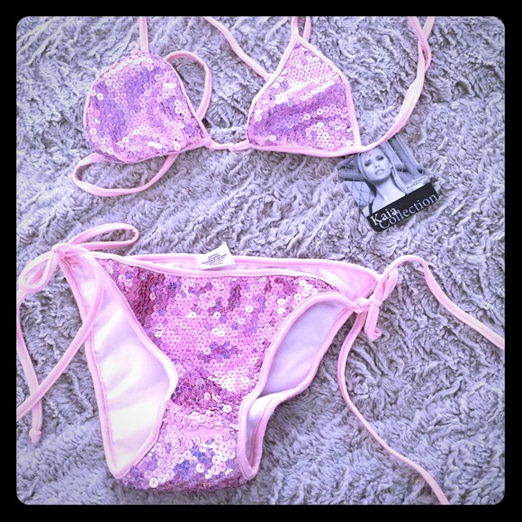 Pink sequin bikini