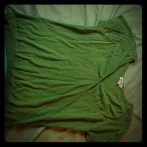 Green Cherokee brand woven surplice-style top