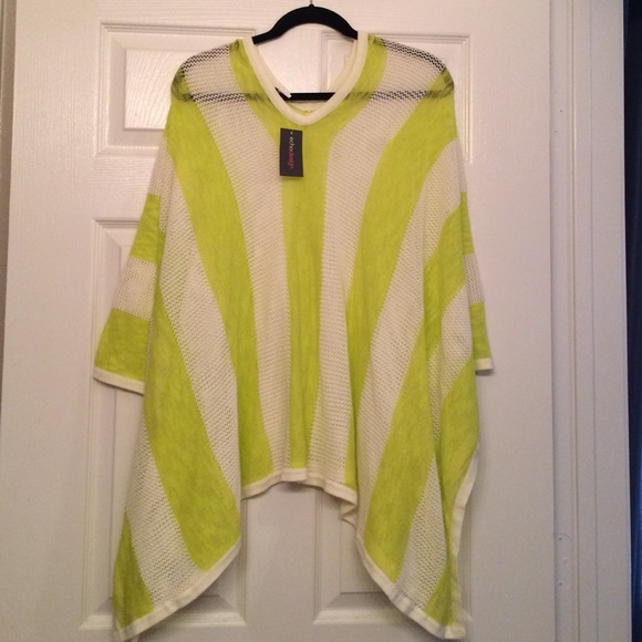 Echo design lime green and white poncho