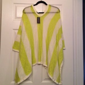 Echo design lime green and white poncho