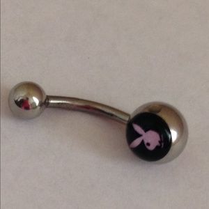 Pink On Black Playboy Bunny Belly Navel Ring