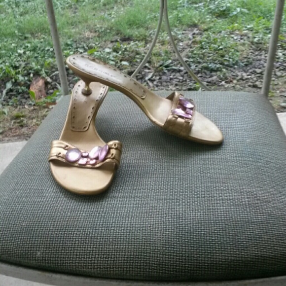 BCBG jeweled kitten heel sandals
