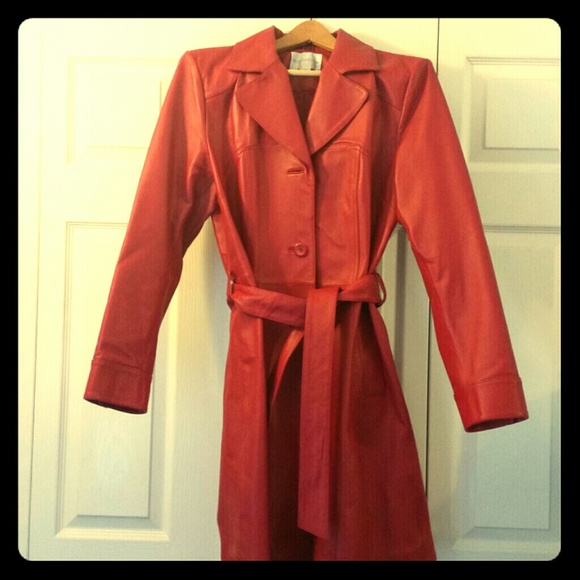 Ladies Red Leather Coat