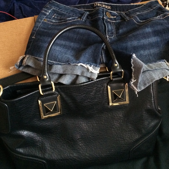 Denim Shorts & Kardashian Kollection Handbag