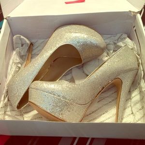 Silver glittery heels