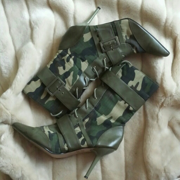 Army Fatigue High Heel Boots