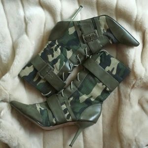 Army Fatigue High Heel Boots