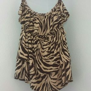 Strapless zebra top