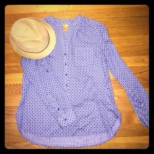 Blue and White 3/4 button down