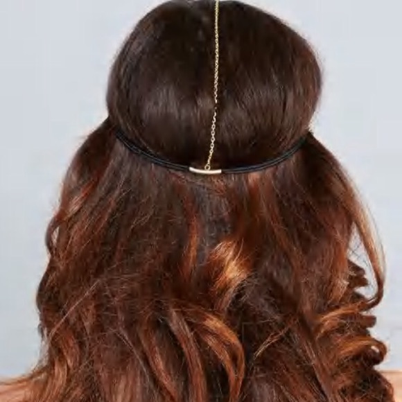 NWT boho beaded faux gold head chain - Picture 3 of 4