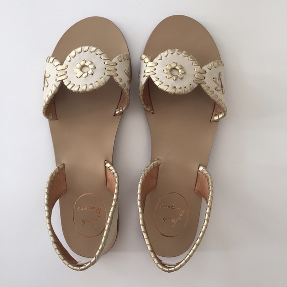 Jack Rogers Liliana bone/gold, size 7.5