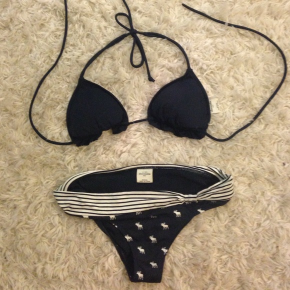 Navy blue and white bikini