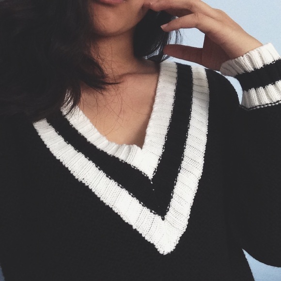 Black & White Athletic Stripe Sweater