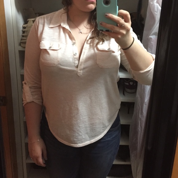 Salmon Pink High-Low Tee w/ Chiffon Back