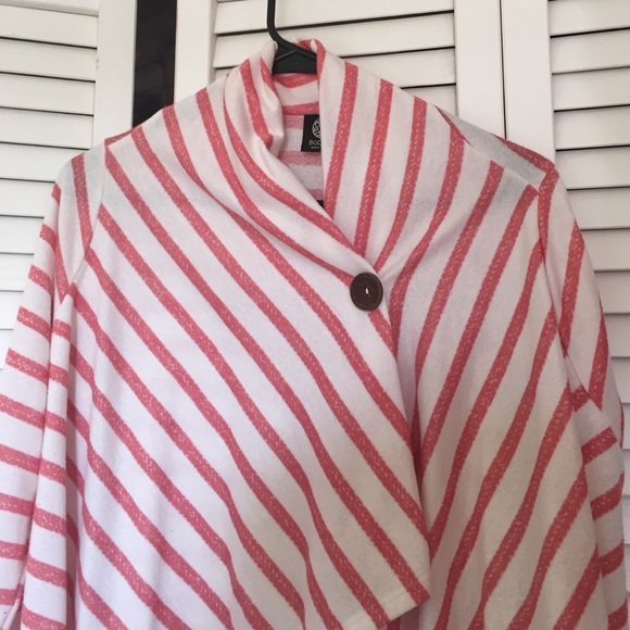 Coral and cream striped cardigan