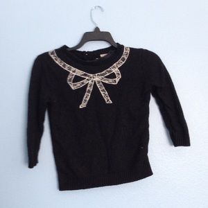 Black Sweater w/ White Lace Bow Detail