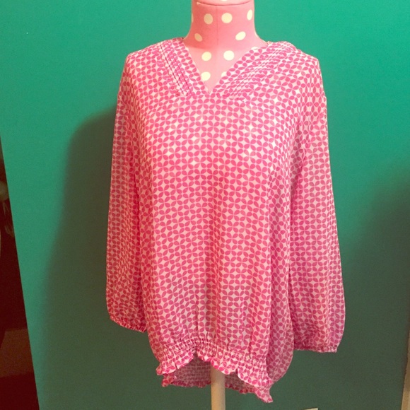 Pink & White Designer Blouse ~ Size PL
