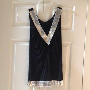 Black top with silver sequin accents