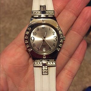 Swatch white crystal watch