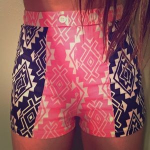 Aztec print high waisted shorts