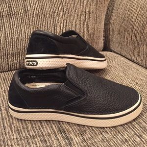 Brand New Black & White Crocs Sneaker Slip-ons