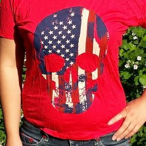 Red Skull t-shirts with american flag design