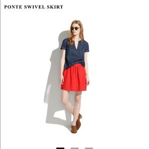 Madewell Ponte Swivel Skirt in Red