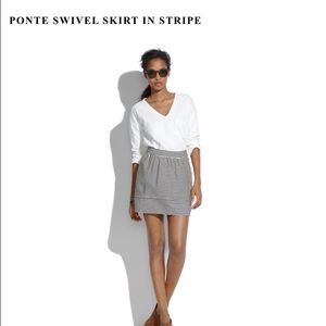 Madewell Ponte Swivel Skirt in Stripe