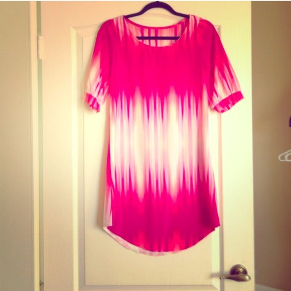 Pink watercolor shift dress