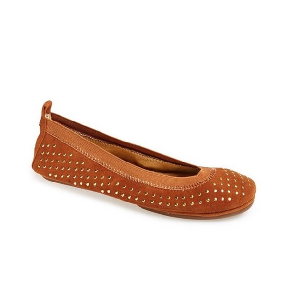 Yosi Samra Suede Micro Studded Flat DARKWHISKEY 9