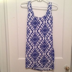 Blue and white bodycon dress